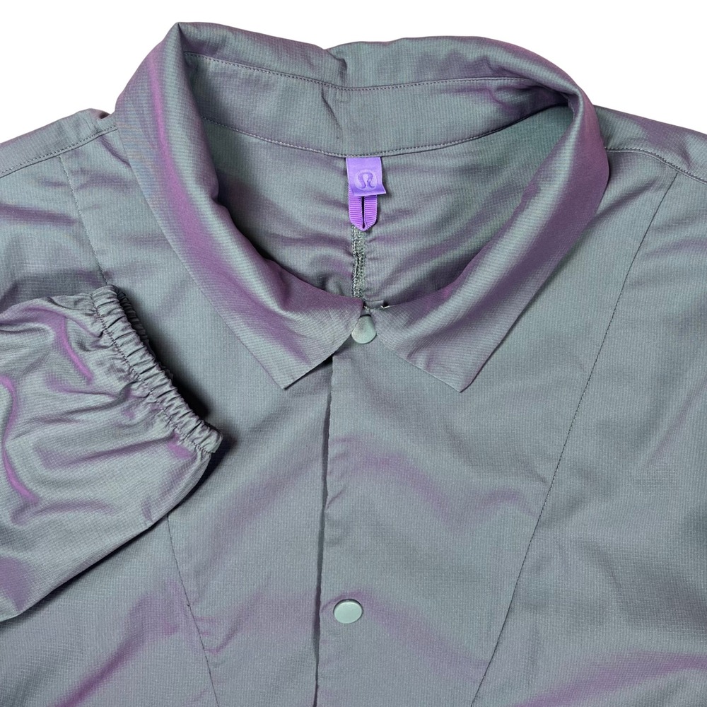 Lululemon Lightweight Ripstop Jacket Men Large Iridescent Teal Purple Snap Front